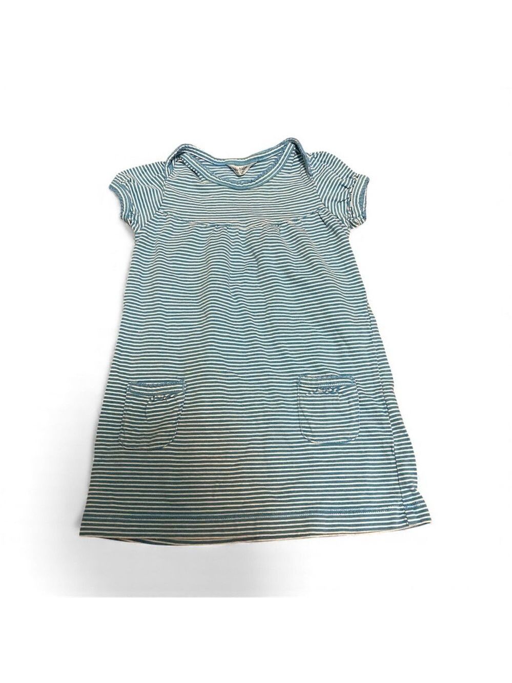 BABY Boden Tunic Dress 6-12 months Baby Girl Stripes Blue White Clothing Outfit